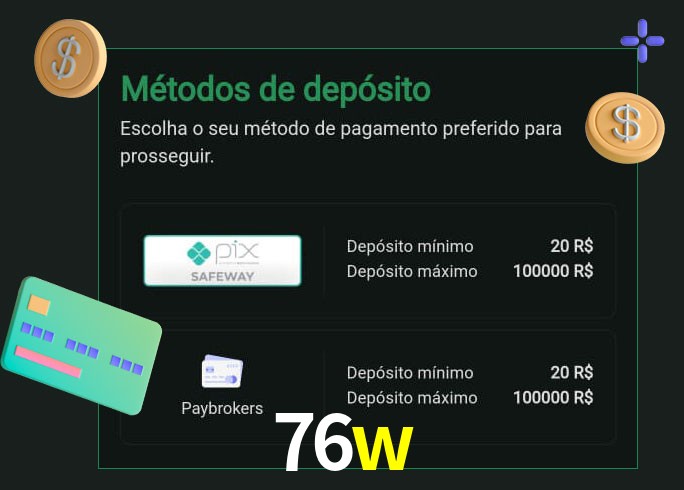 O cassino 76w oferece uma grande variedade de métodos de pagamento